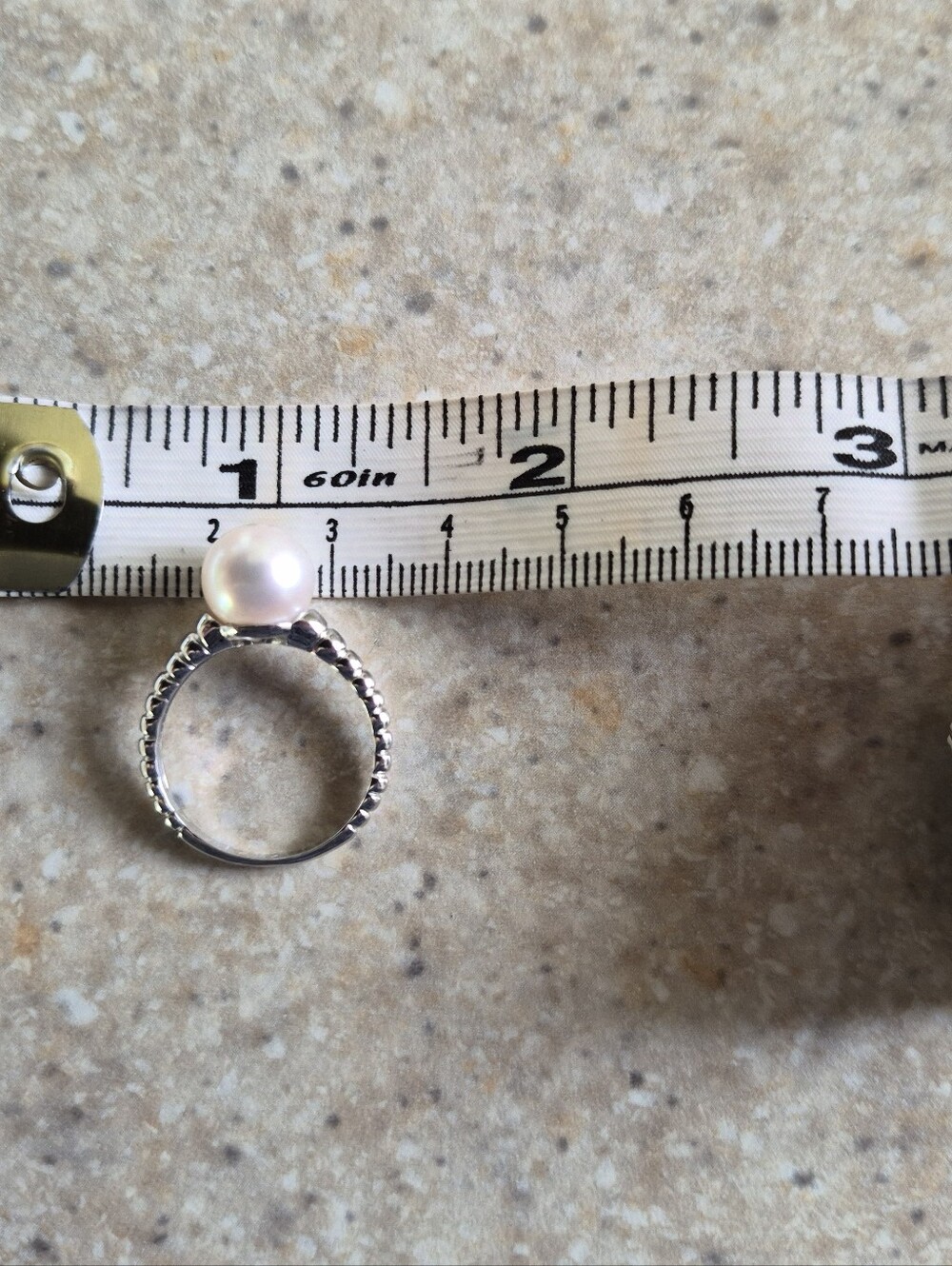 White Pearl Ring 14k White Gold Sz 7 - Picture 11 of 11